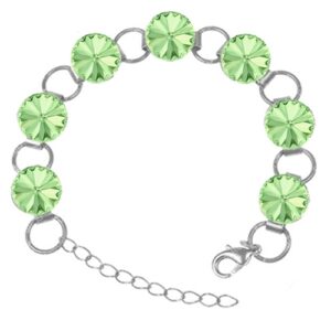 Náramok Swarovski elements 12mm rivoli zelený CHRYSOLITE