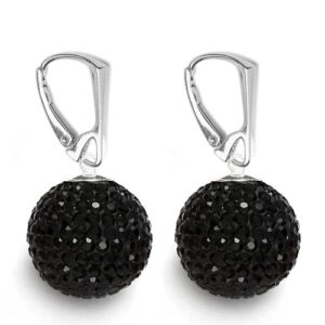 Náušnice Swarovski elements Discoball 16 mm čierne JET