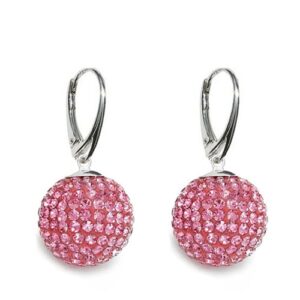 Náušnice Swarovski elements  Discoball 18 mm ružové Light Rose