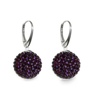 Náušnice Swarovski elements Discoball 12 mm fialové Amethyst