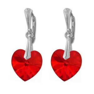 Náušnice Swarovski elements srdce 14,4x14 mm červené SIAM