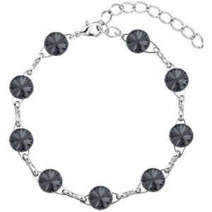 Náramok Swarovski elements 8mm rivoli čierny– SILVERNIGHT