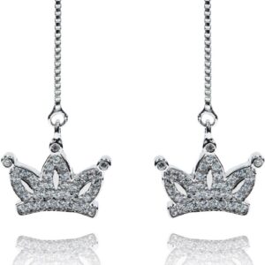 Strieborné náušnice s korunkou a zirkonmi SE037 , AG 925/1000