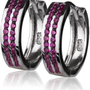 Strieborné náušnice kruhy s ružovými zirkonmi SE143 , AG 925/1000