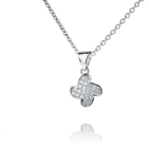 Strieborný rhodiovaný prívesok s kvetinkou SM32P , AG 925/1000