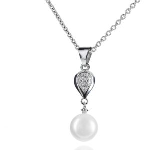 Štýlový strieborný prívesok s perlou a zirkonmi SP32P , AG 925/1000