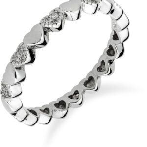 Strieborný prsteň so srdiečkami zdobený zirkonmi SR064 , AG 925/1000: 57