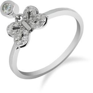 Strieborný prsteň s motýlikom a zirkonmi SR069 , AG 925/1000: 54