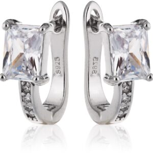 Strieborné náušnice so zirkónovým obdĺžnikom SS158E, AG 925/1000