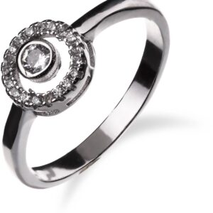 Strieborný prsteň so zirkonmi  dookola a jedným výrazným zirkonom v strede SS234R , AG 925/1000: 54