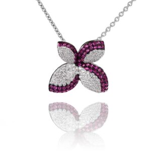 Strieborný štvorlístkový prívesok s amethystom a zirkonmi SS257P , AG 925/1000