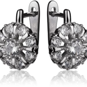 Strieborné náušnice s kvetom zo zirkónov SS288E, AG 925/1000