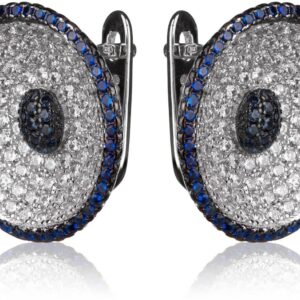 Strieborné náušnice zdobené zafírom a zirkónmi SS294E, AG 925/1000