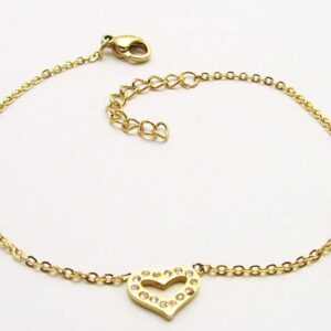 Dámsky zlatý oceľový náramok so srdiečkom 23845300