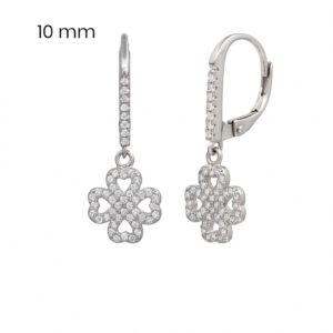 Strieborné náušnice visiace štvorlístky s kamienkami