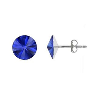 Náušnice Swarovski elements Rivoli 8 mm modré BERMUDA BLUE – napichovačky