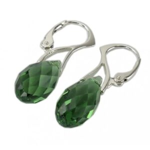 Náušnice Swarovski elements Briolette 13x6,5 zelené Erinite