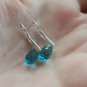 Náušnice Swarovski elements Briolette 13x6,5 modré Light Turquoise