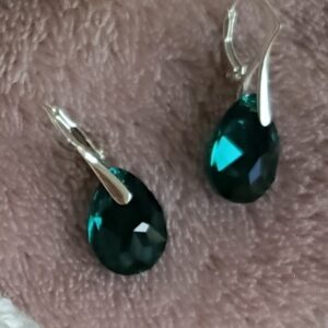 Náušnice Swarovski elements pear cut 16 mm zelené Emerald Shimmer