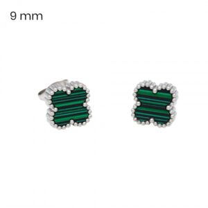 Oceľové náušnice štvorlístok zelený 24534103