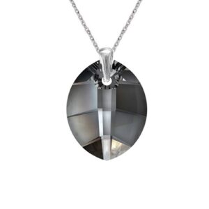 Prívesok Swarovski elements listy čierny SILVER NIGHT 23mm