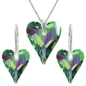 Set Swarovski elements srdce zelený CRYSTAL Vitrail medium 17mm