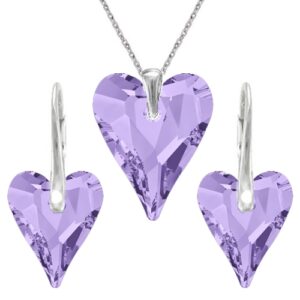 Set srdce swarovski elements CRAZY fialový TANZANITE 12mm