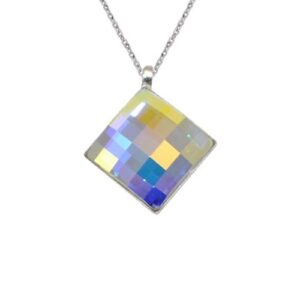 Prívesok Swarovski elements šachovnicový štvorec  12 mm dúhový Crystal AB