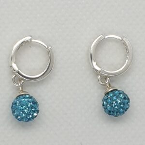 Náušnice kreoly so swarovski elements Discoball 8mm modré  Aquamarine