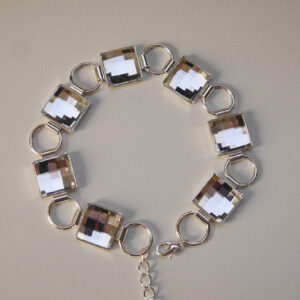 Strieborný náramok so Swarovski kryštálmi Chessboard 7x12mm číry Crystal