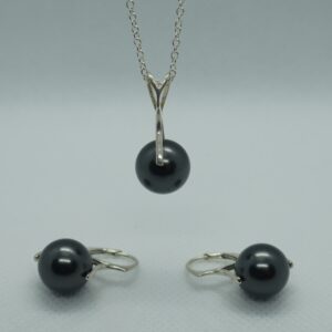 Strieborná perlová súprava 10mm tmavá