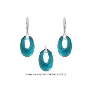 Strieborný set Swarovski elements modrý Helios Indicolite 20mm