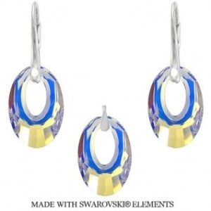 Strieborný set Swarovski elements dúhový Helios Crystal AB 20mm