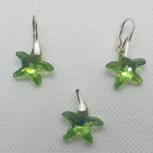 Set Swarovski elements Starfish zelený Peridot 16mm