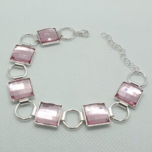 Strieborný náramok so Swarovski kryštálmi Chessboard 6x12mm ružový Light Rose