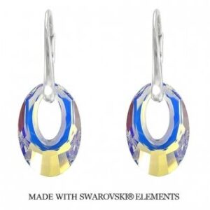 Strieborné náušnice Swarovski elements Helios dúhové Crystal AB 20mm