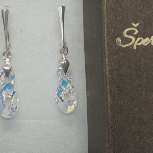 Strieborné náušnice Swarovski elements Infinity dúhové Crystal AB 18mm