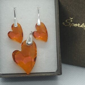 Set srdce swarovski elements Devoted2U oranžovoružový Astral Pink 17mm