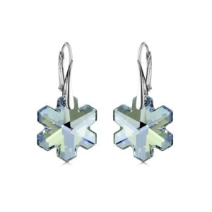 Strieborné náušnice Swarovski elements vločka modrá - Blue Shade 20mm