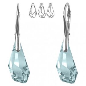 Náušnice Swarovski elements polygon drop modré - Light azore 13mm