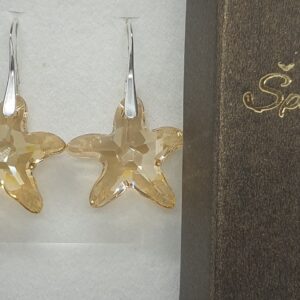 Náušnice Swarovski elements Starfish zlaté - golden Shadow 20mm