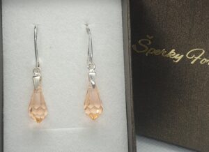 Náušnice Swarovski elements teardrop broskyňové - Light peach 15mm