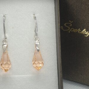 Náušnice Swarovski elements teardrop broskyňové - Light peach 15mm