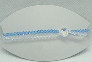 Krásny modročíry náramok Swarovski elements Xilion Aquamarine a Crystal