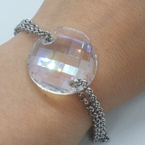 Oceľový náramok s ozdobou Swarovski element Twist biela Moonlight 28mm