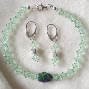 Súprava Swarovski elements náramok a náušnice zelené Chrysolite