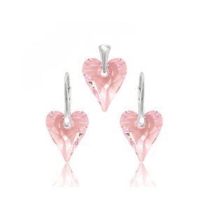 Set Swarovski elements srdce CRAZY ružový Rosaline 12mm