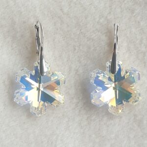 Strieborné náušnice Swarovski elements vločka dúhová -  Crystal AB 20mm