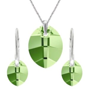 Set  Swarovski elements listy zelený PERIDOT 23mm