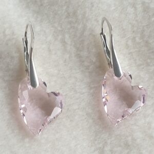 Náušnice Swarovski elements Devoted srdce ružové Rosaline 17mm